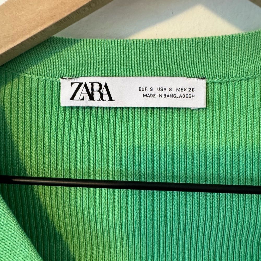 Zara Vibrant Green Button-Up Cardigan Small - Picture 4 of 5